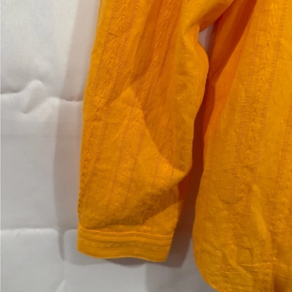LOFT Orange Cotton Peasant Blouse Small Boho Puff Sleeve Lightweight